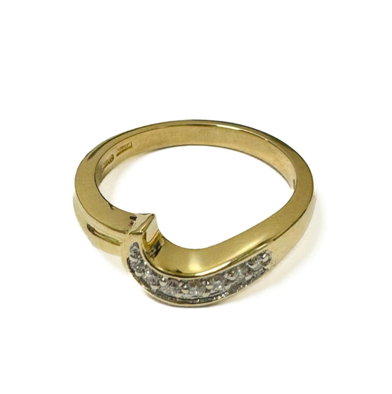 18ct Yellow Gold Diamond Set Shaped Ring Pre-Loved Ref PLR98