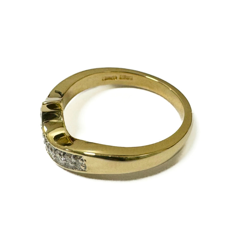 18ct Yellow Gold Diamond Set Shaped Ring Pre-Loved Ref PLR98