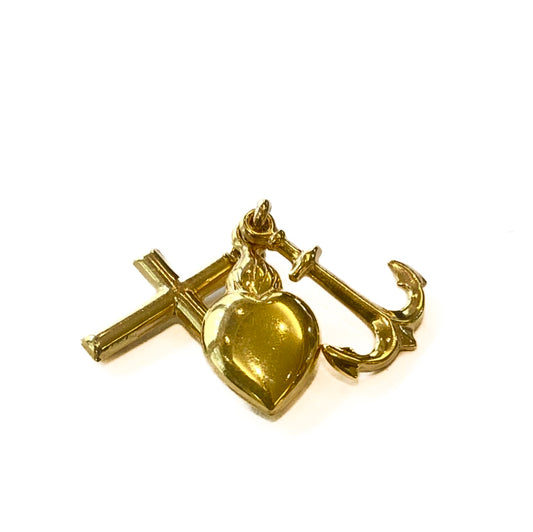 PLCH04 9ct Y/G Faith, Hope, Love charm 1.6grms