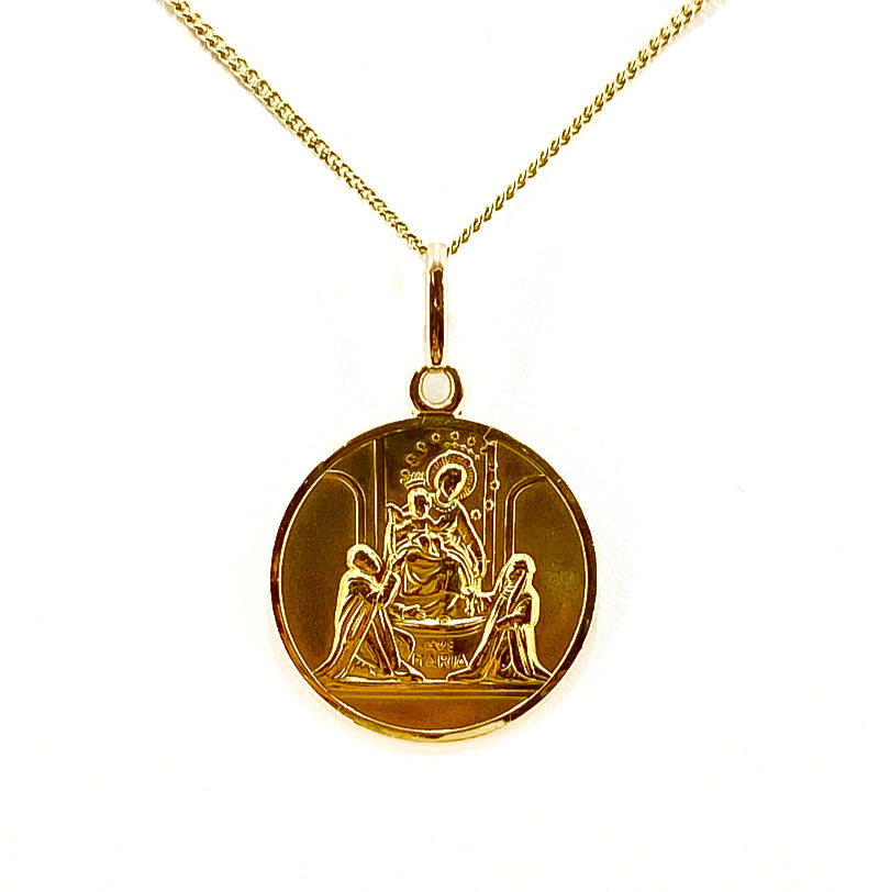 18ct Yellow Gold Ave Maria Mary Magdalene and Jesus Pendant Pre Loved