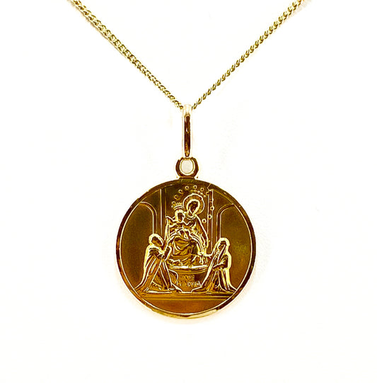 18ct Yellow Gold Ave Maria Mary Magdalene and Jesus Pendant Pre Loved