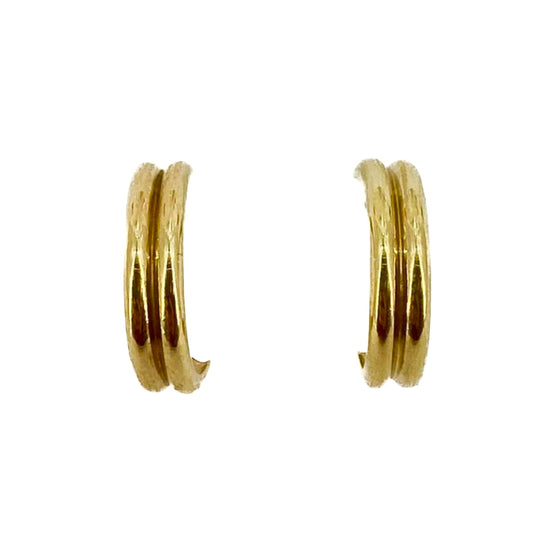 9ct Yellow Gold Half Hoop Stud Earrings Pre Loved
