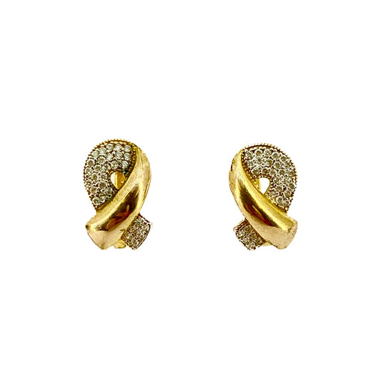 21ct Yellow Gold Pave CZ Set Earrings Pre Loved