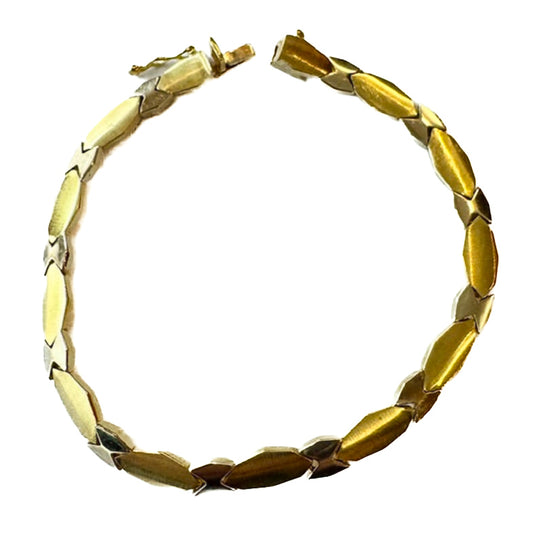 PLB20 18ct Y/G 2 Tone Fancy link bracelet 12.7grms  7.5inches length