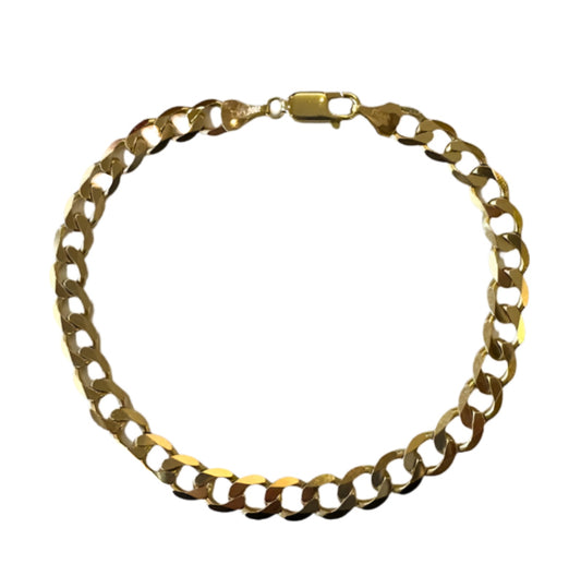 PLB19 9ct Y/G Flat curb link bracelet 10.4grms  8.5 inches length