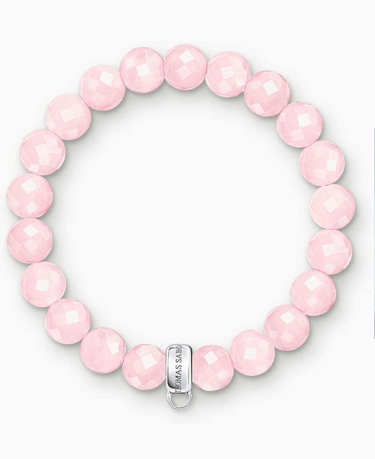 Thomas Sabo Charm Club Elasticated Pink Beaded Bracelet with Sterling Silver Charm Carrier