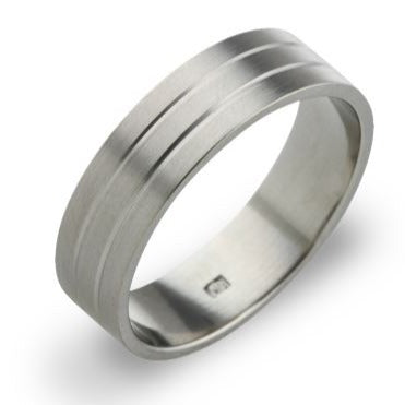 6mm Twin Grooved Titanium Wedding Ring T.LR852