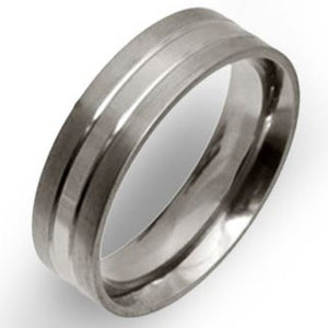6mm Double Groove Brushed and Polished Titanium Wedding Ring T.LR879