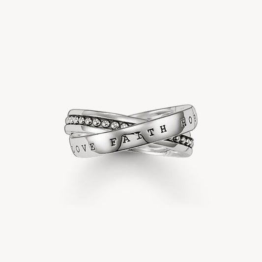 Thomas Sabo  Sterling Silver Faith Love Hope Ring Size 60 ref TR1930-001-12-60