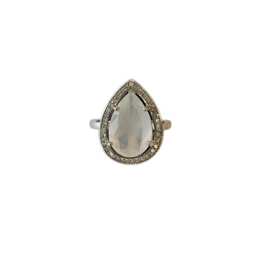 Thomas Sabo  Silver milky quartz and CZ set Ring Size 54 ref TR2043-690-14-54