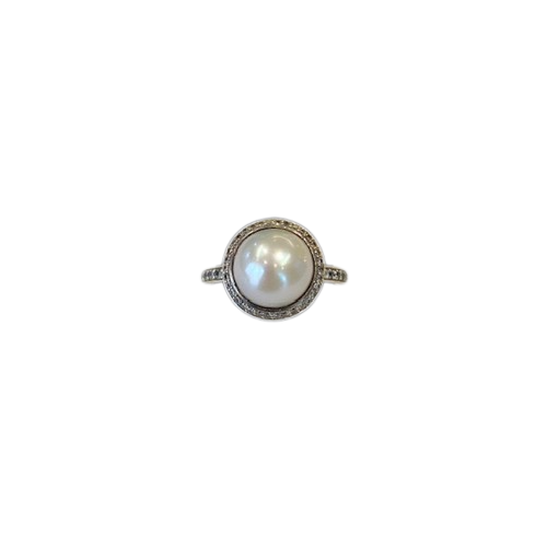 Thomas Sabo Sterling Silver Pearl and CZ set Ring TR2055-167-14-54 Size N