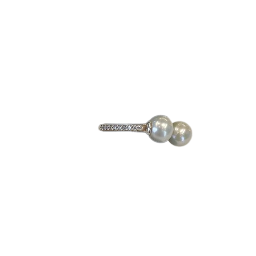 Thomas Sabo Sterling Silver Double Pearl and CZ set ring TR2078-167-14-56 Size P