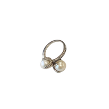 Load image into Gallery viewer, Thomas Sabo Sterling Silver Double Pearl and CZ set ring TR2079-167-14-54 Size N
