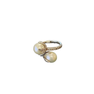 Thomas Sabo Sterling Silver Double Pearl and CZ set ring TR2079-167-14-54 Size N