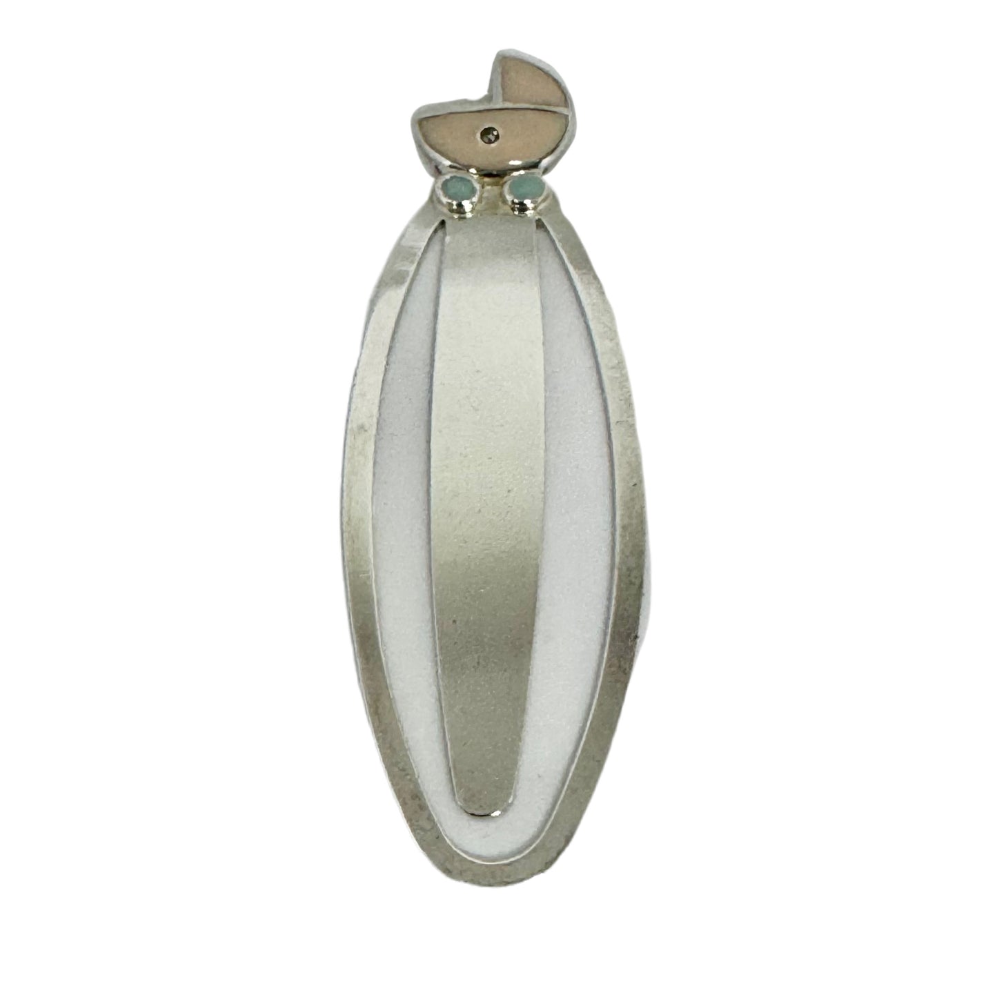 Y337 Silver Plated  Enamel Pram Bookmark