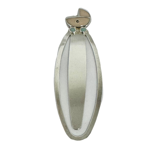 Y337 Silver Plated  Enamel Pram Bookmark
