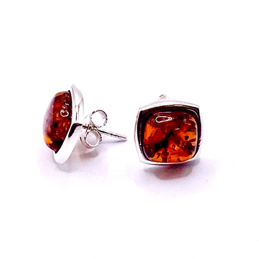 Silver Amber set Stud Earrings