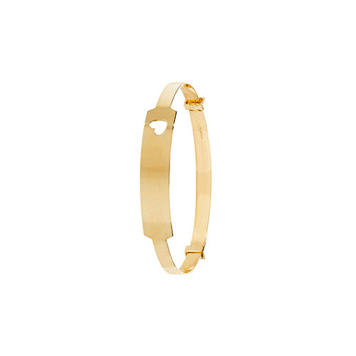 9ct Y/G Baby expander 3mmI ID Bangle with Heart cut out