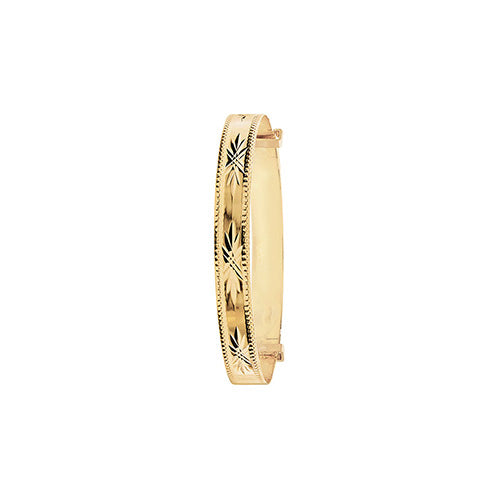 9ct Y/G Diamond cut 5mm patterned Baby  expander Bangle