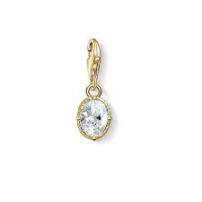 Thomas Sabo Sterling Silver gold plated  CZ set drop charm 1673