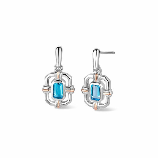 3SEGW0731 Clogau Silver/9ct gold Enchanted gateways Blue Topaz stud earrings £149