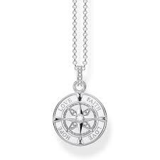 KE1849 Thomas Sabo Sterling Silver Compass Faith ,Hope, Love Necklace