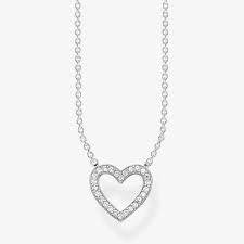 Thomas Sabo Sterling Silver CZ set small open Heart necklace