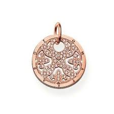 Thomas Sabo Rose gold plated Sterling Silver, CZ set ornate disc pendant
