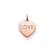 Thomas Sabo 18ct Rose gold plated Sterling Silver LOVE heart Flat pendant