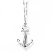 KE1852 Thomas Sabo Sterling Silver CZ set Anchor Necklace