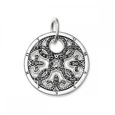 Thomas Sabo Sterling Silver, Black CZ Set Ornate Disc Pendant