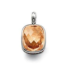 Thomas Sabo Sterling Silver Rectangular Amber colour Cubic Zirconia Pendant