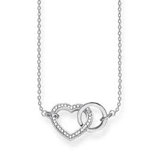 Thomas Sabo Sterling Silver CZ set together forever heart necklace