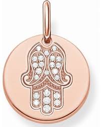 Thomas Sabo 18ct Rose gold plated Sterling Silver CZ set Hand of Fatima pendant