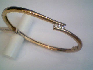 9ct Gold 3-Diamond Cross Over Set Hinge Bangle