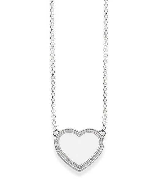Thomas Sabo Sterling Silver Cubic Zirconia Heart Disc Necklace