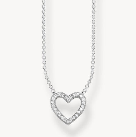 Thomas Sabo Sterling Silver Cubic Zirconia Delicate Open CZ Heart Necklet