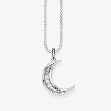 Thomas Sabo Sterling Silver Cubic Zirconia Royalty Moon Pendant on Chain