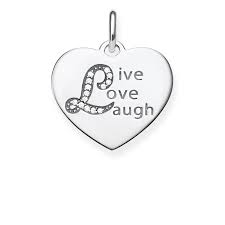 Thomas Sabo Sterling Silver CZ set Heart Pendant Live, Love, Laugh