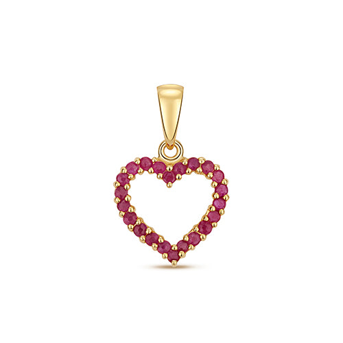 9ct Yellow Gold Ruby Heart Pendant