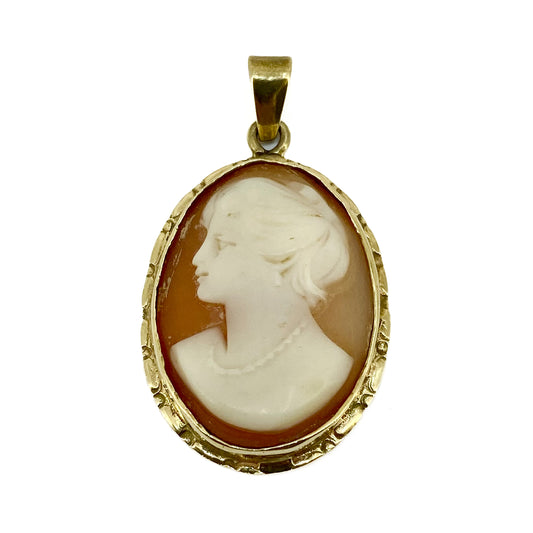 9ct Yellow Gold Cameo Pendant Pre Loved