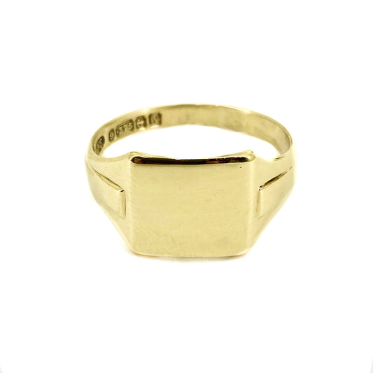 PLR201 Preloved 9ct Y/G Square Signet Ring Size R    3grms
