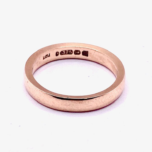9ct Rose Gold 3.5mm D-Shape Plain Wedding Ring Pre Loved