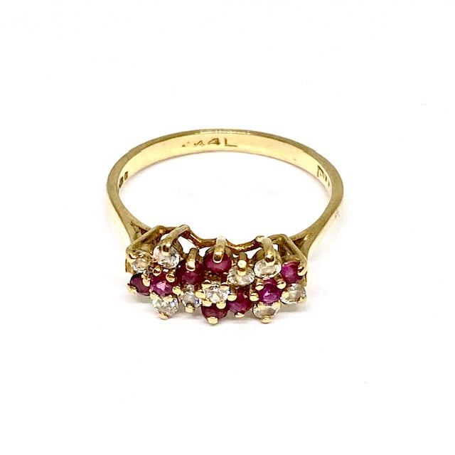 9ct Yellow Gold Ruby & Cubic Zirconia Pre-Loved Ring