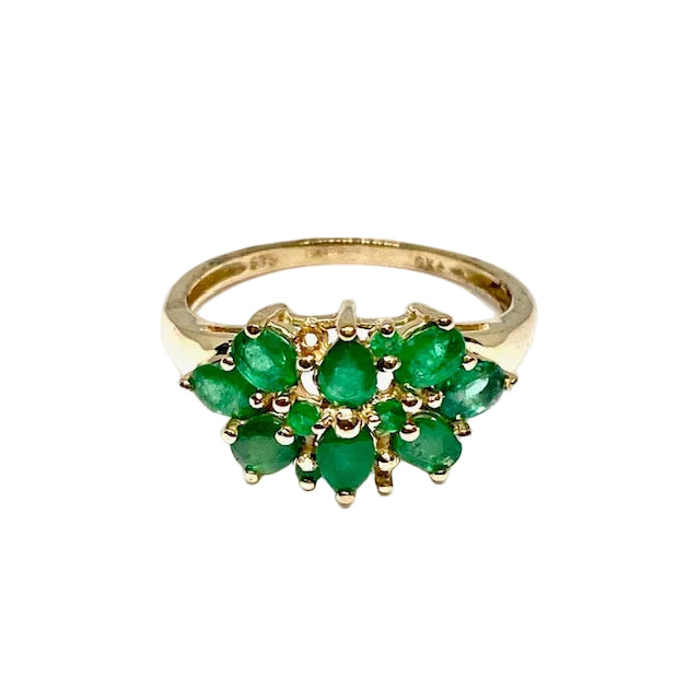 9ct Yellow Gold Synthetic Emerald Ring Pre-Loved