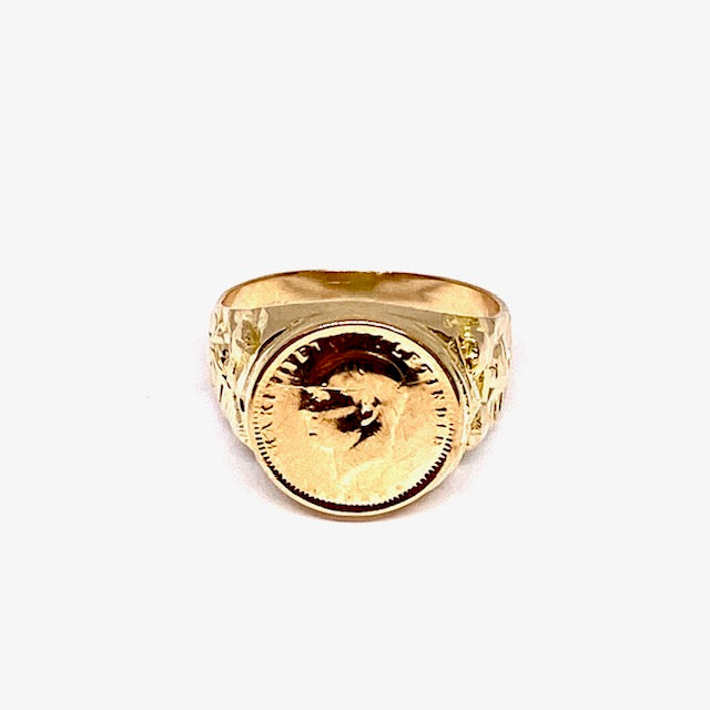 Yellow Gold Coin Ring Pre-Loved