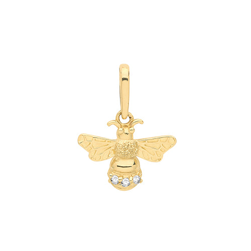 New 9ct Y/G CZ set Bee charm