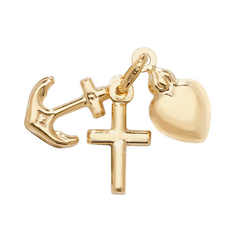 New 9ct Y/G  Faith, Hope, Charity charm