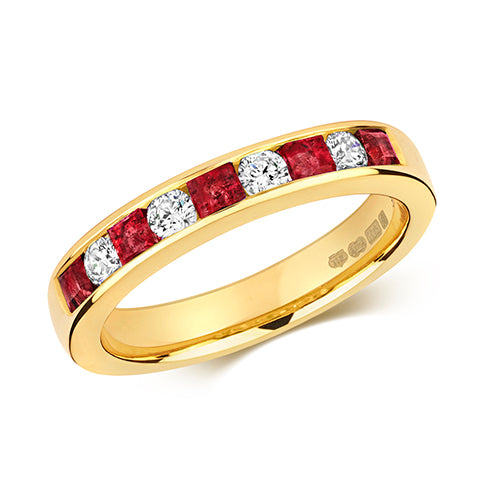 9ct Yellow Gold Ruby & Diamond Eternity Ring