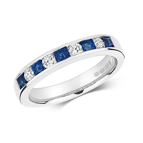 9ct White Gold Sapphire & Diamond Eternity Ring